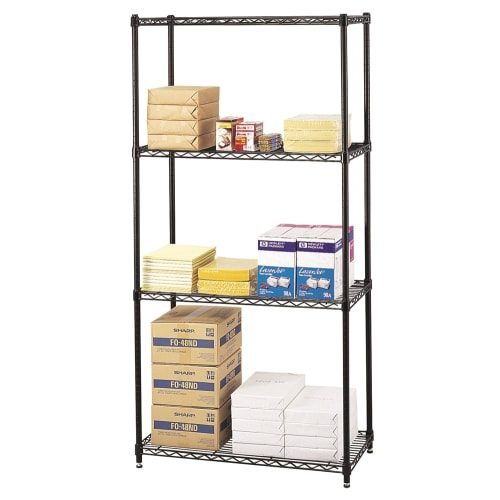 Safco Commercial Wire Shelving, 18 x 36 x 72, Black